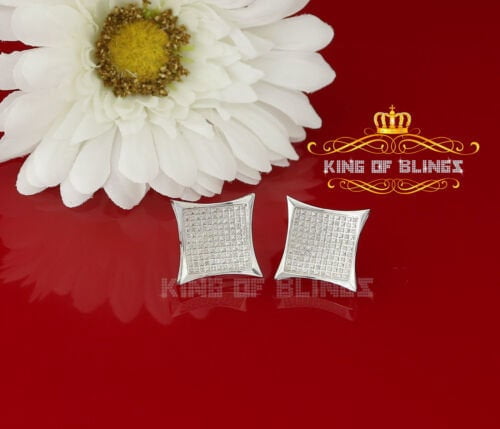 King of Bling's 0.35ct Diamond Stud Kite Earrings For Women White 925 Sterling Silver For Men