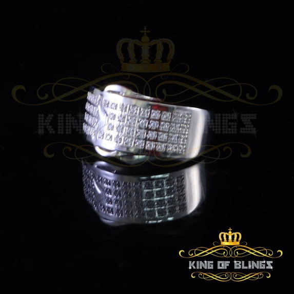 King of Bling's 0.40ct Sterling White Silver Round Flat 925 Cubic Zirconia Women's Ring Size 7.5