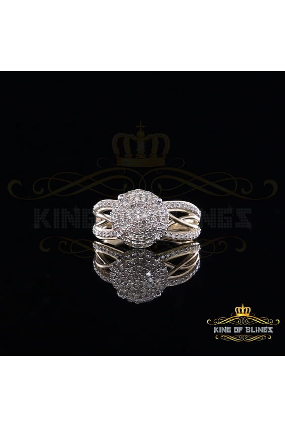King of Bling's 0.50 CT Real Diamond 925 Sterling Yellow Silver Shine Womens Round Ring Size 7