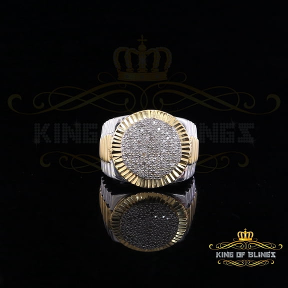 King of Bling's 0.50ct Real Diamond Men's Sterling White Silver Two Tone Wide White Ring Sz 9