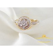 King of Blings 0.60CT Real Diamond Womens 925 Sterling Silver Yellow Ring Size 7 Round Shape