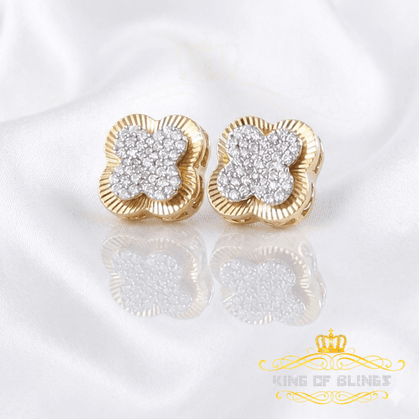 King of Bling's 1.00 ct VVS 'D' Moissanite Mens/Womens 925 Silver Yellow Stud Earrings