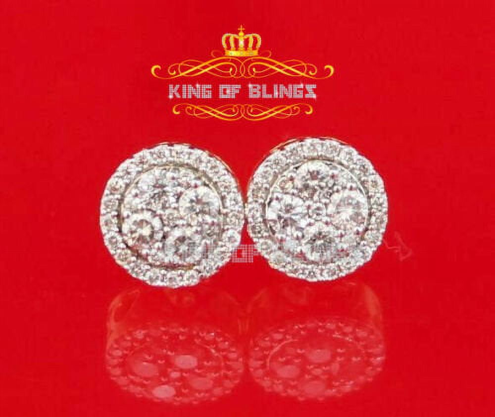 King of Bling's 1.00ct Diamonds Real 10K Gold Stud Yellow Round For Women's / Men's Earrings