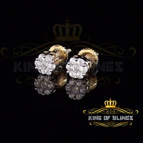 King of Bling's 1.14ct Cubic Zirconia 925 Yellow Silver Sterling Hip Hop Floral Women's Earrings