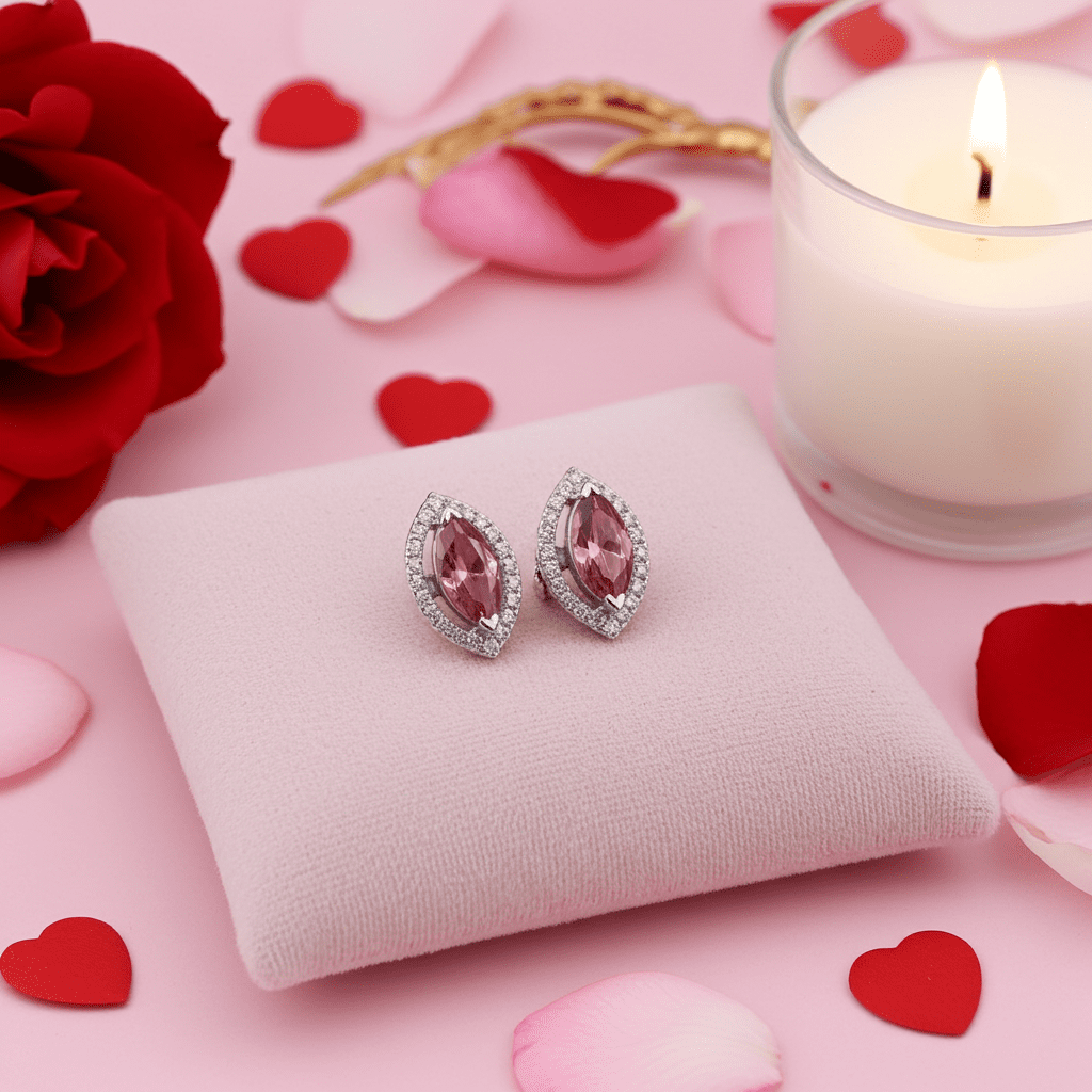 King of Bling's 1.25CT VVS 'D' Pink Moissanite Men's/Women 925 White Silver Stud Earrings