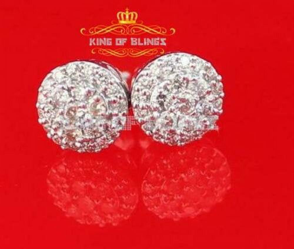 King of Bling's 10K Real White Gold Real Diamond 0.55ct Men's/Women's Stud Round Earrings