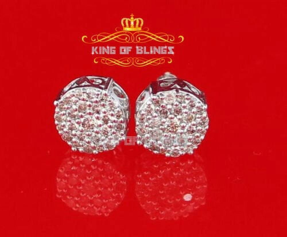 King of Bling's 10K Real White Gold with 1.00CT Real Diamond Men's/Women's Stud Earrings