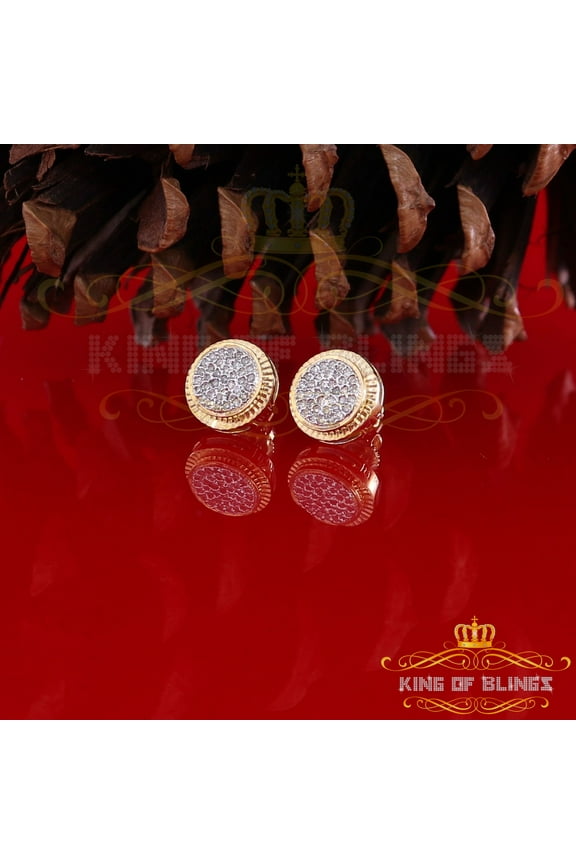 King of Bling's 10K Real Yellow Gold Real Diamond 0.15CT Men's/Women's Stud Micro Earring