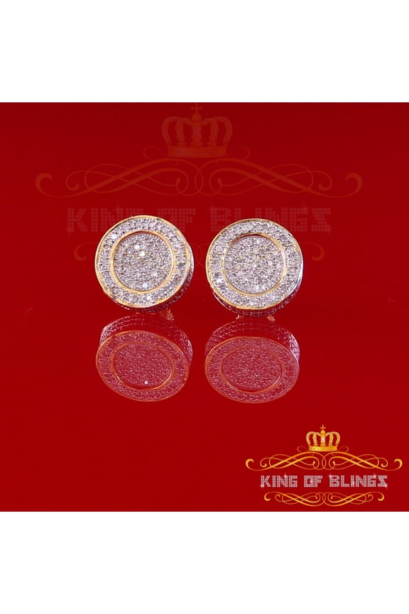 King of Bling's 10K Real Yellow Gold Real Diamond 0.50CT Men's/Women's Round Stud Micro Earring