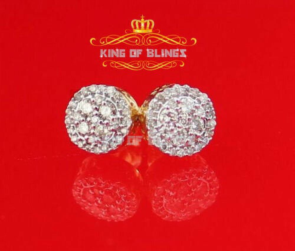 King of Bling's 10K Real Yellow Gold Real Diamond 0.50CT Men's/Women's Stud Round Earrings