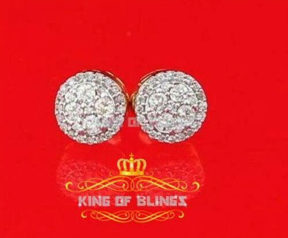 King of Bling's 10K Real Yellow Gold Real Diamond 0.75CT Men's/Women's Round-Shape Stud Earring