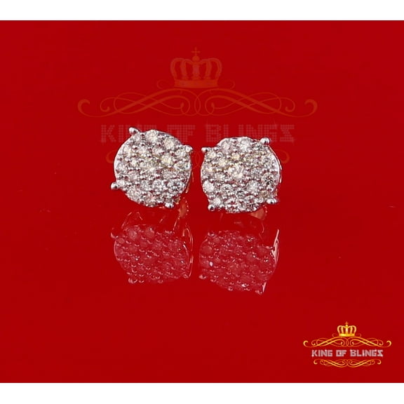 King of Bling's 10K Real Yellow Gold Real Diamond 0.80CT Men's/Women's Stud Round Earring
