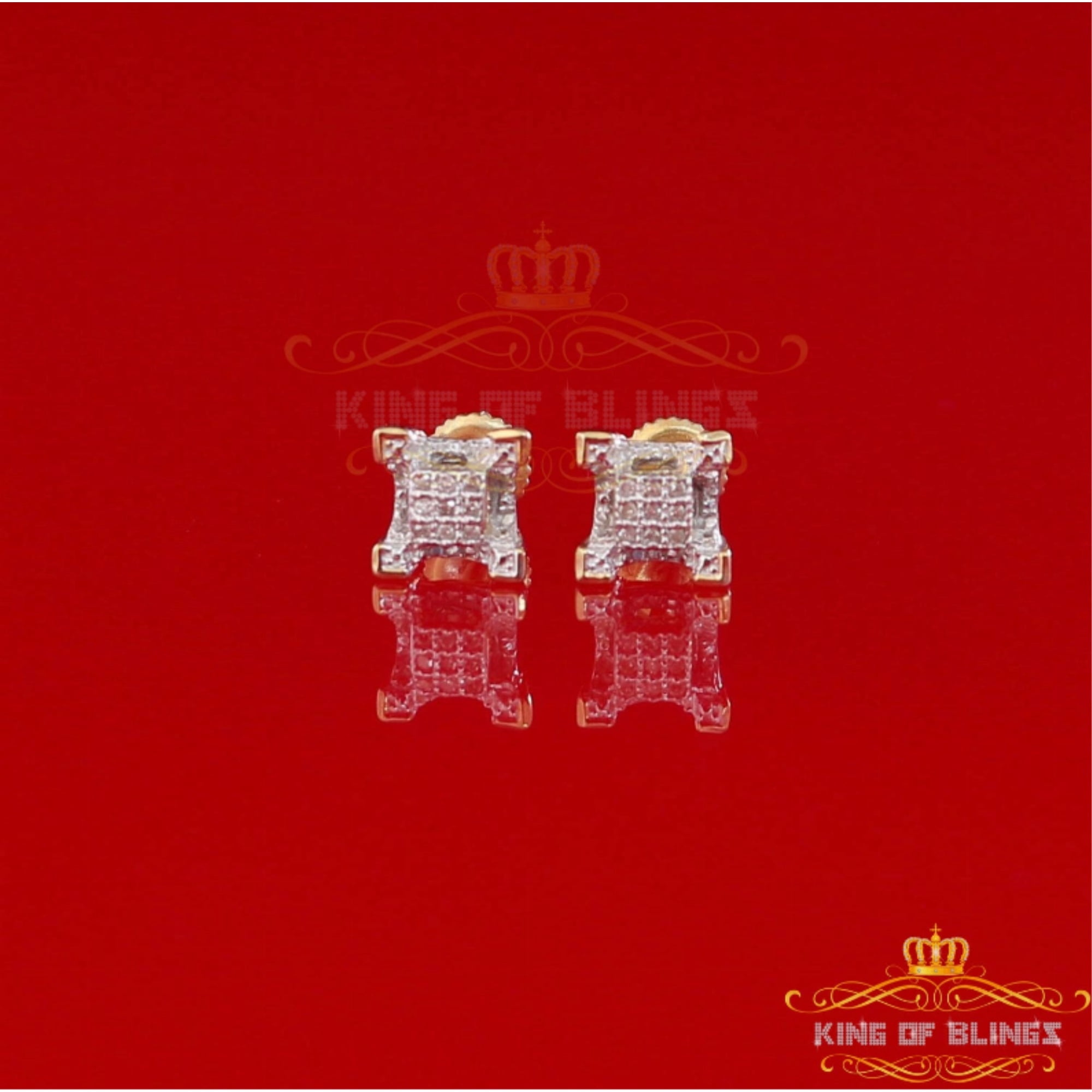 King of Bling's 10K Real Yellow Gold with 0.05CT Real Diamonds Men's/Women's stud Earrings