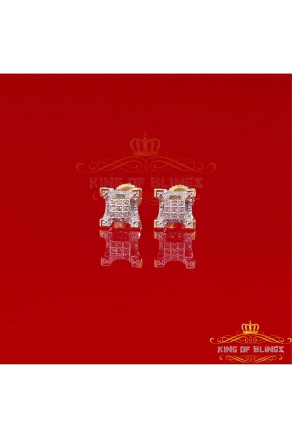 King of Bling's 10K Real Yellow Gold with 0.05CT Real Diamonds Men's/Women's stud Earrings
