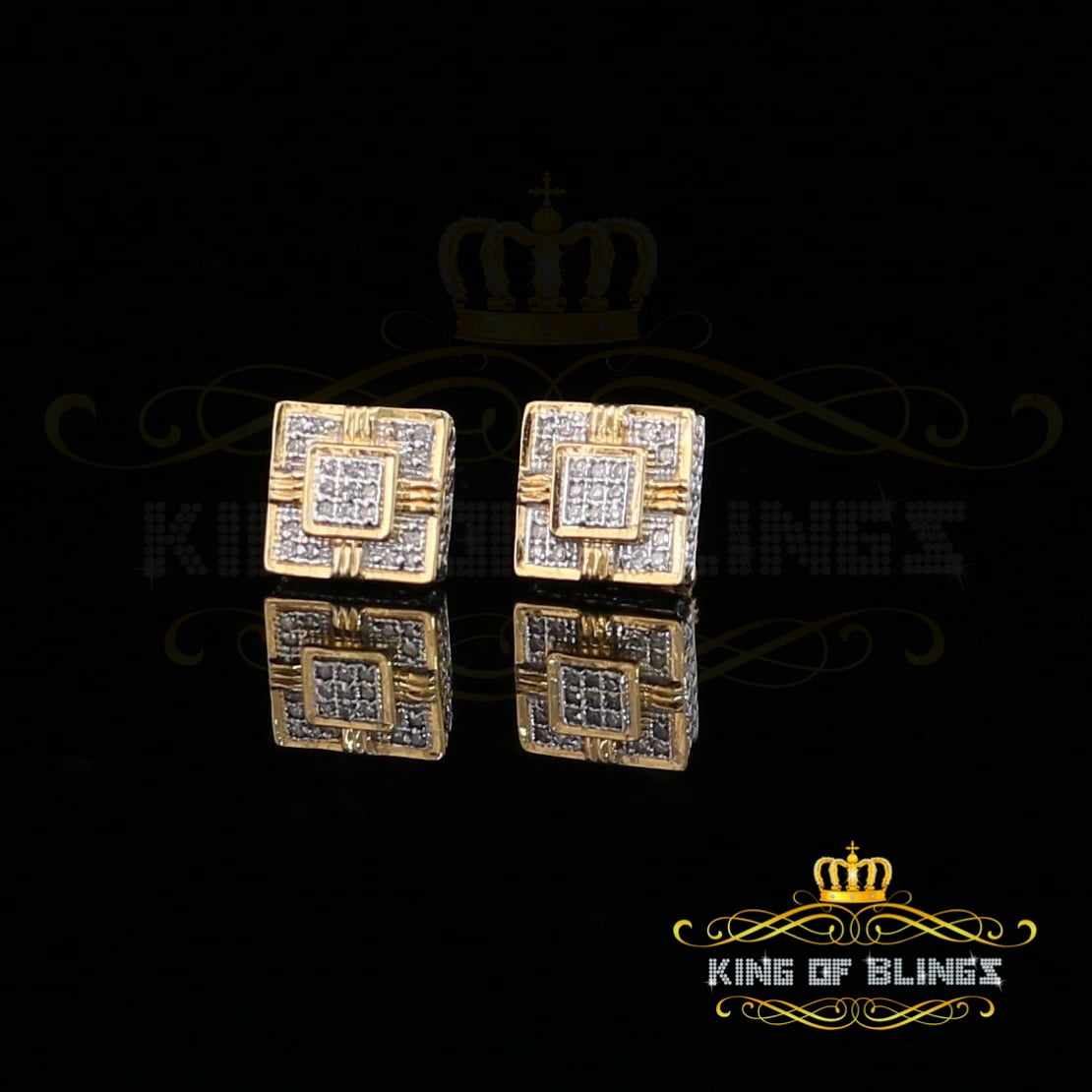 King of Bling's 10K Real Yellow Gold with 0.10CT Real Diamonds Men's/Women's stud Earrings
