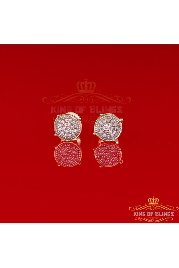 King of Bling's 10K Real Yellow Gold with 0.10CT Real Diamonds Men's/Women's stud Round Earrings