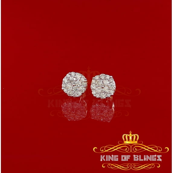 King of Bling's 10K Real Yellow Gold with 1.25CT Real Diamond Men's/Women's Stud Round Earrings