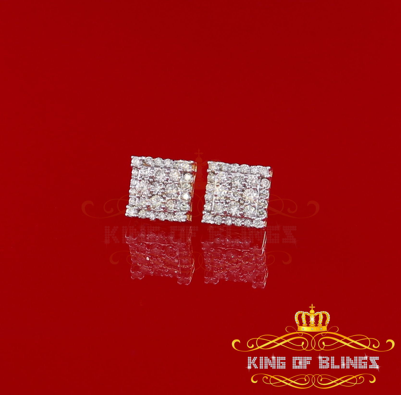 King of Bling's 10K Real Yellow Gold with 1.75ct Real Diamond Men's/Women's Stud Earrings