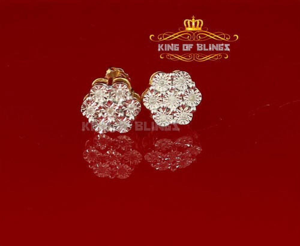 King of Bling's 10K Real Yellow Gold with Real 0.20CT Diamond Round Men's/Women's Stud Earrings