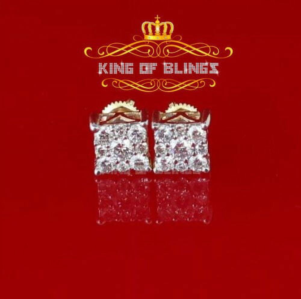 King of Bling's 10K Real Yellow Gold with Real 1.50ct Diamonds Men's /Womens Square Stud Earring