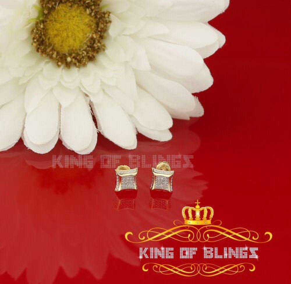 King of Bling's 10K Yellow Gold with Real 0.05CT Diamond Men's /Womens Square Stud Earring