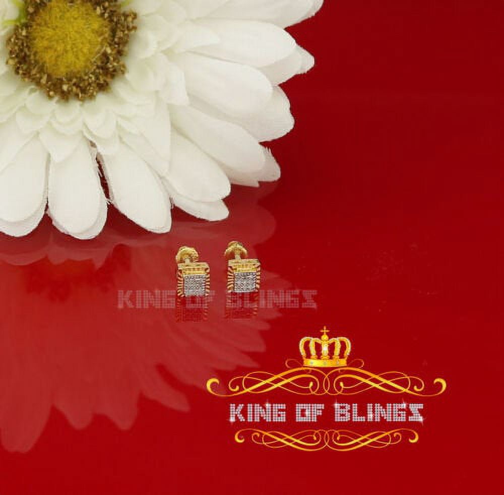 King of Bling's 10K Yellow Real Gold with Real 0.05CT Diamonds Men's/Women's Square Stud Earring