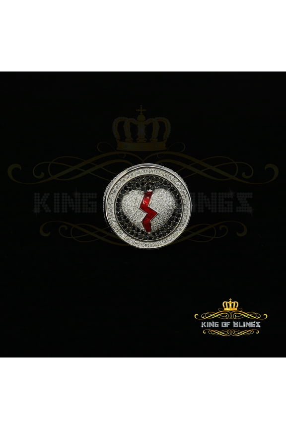 King of Bling's 11.64ct Cubic Zirconia White silver Broken Heart Band Cocktail Ring Size 10.5