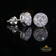 King of Blings 2.76 ct Cubic Zirconia 925 White Silver Womens & Mens Hip Hop Round Earrings