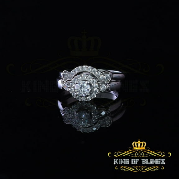 King of Bling's 925 Silver Sterling White 1.40ct CZ Wide Flower 7 stone Womens Ring Size 7