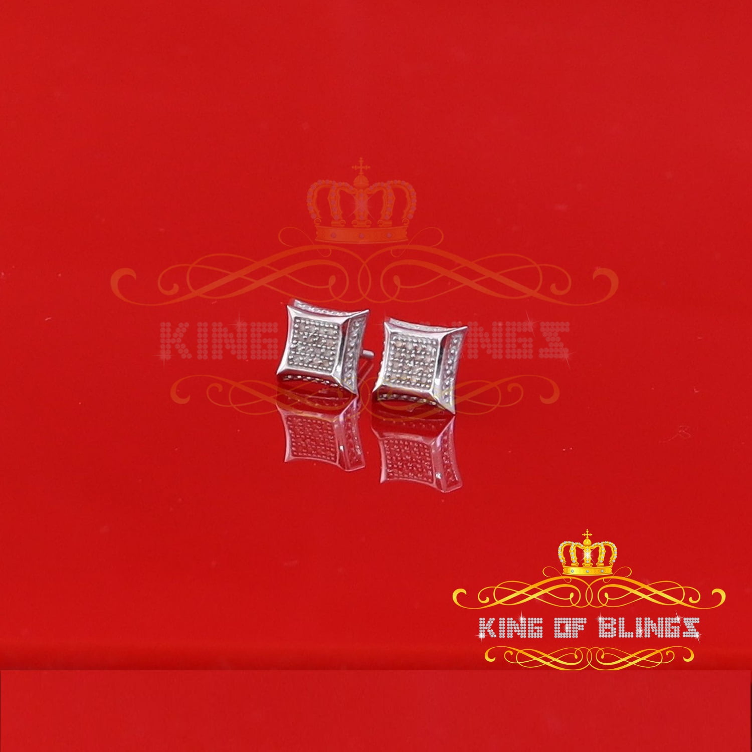 King of Bling's 925 Sterling Silver 0.10ct Diamond Small For Women's & Men's White Kite Earring
