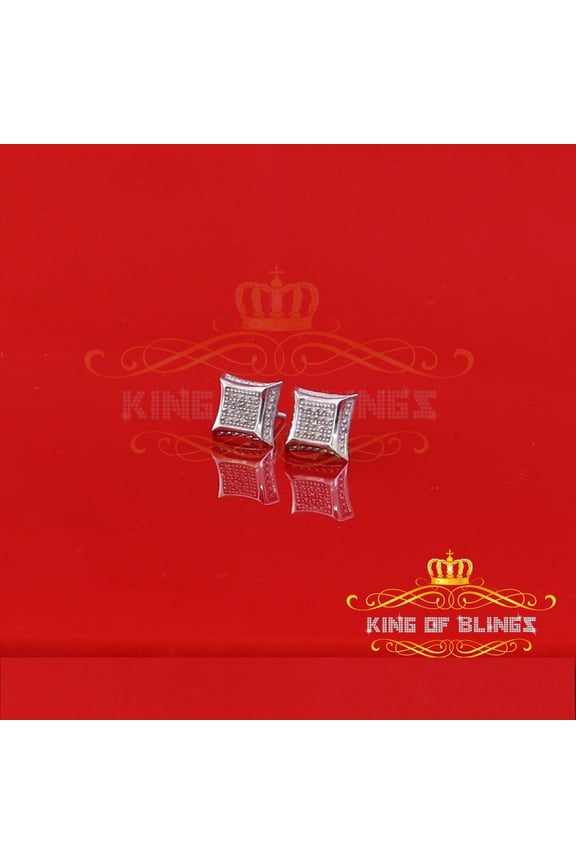 King of Bling's 925 Sterling Silver 0.10ct Diamond Small For Women's & Men's White Kite Earring