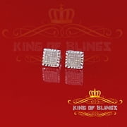 King of Blings 925 Sterling Silver 0.15ct Real Diamond For Womens & Mens White Stud Earrings