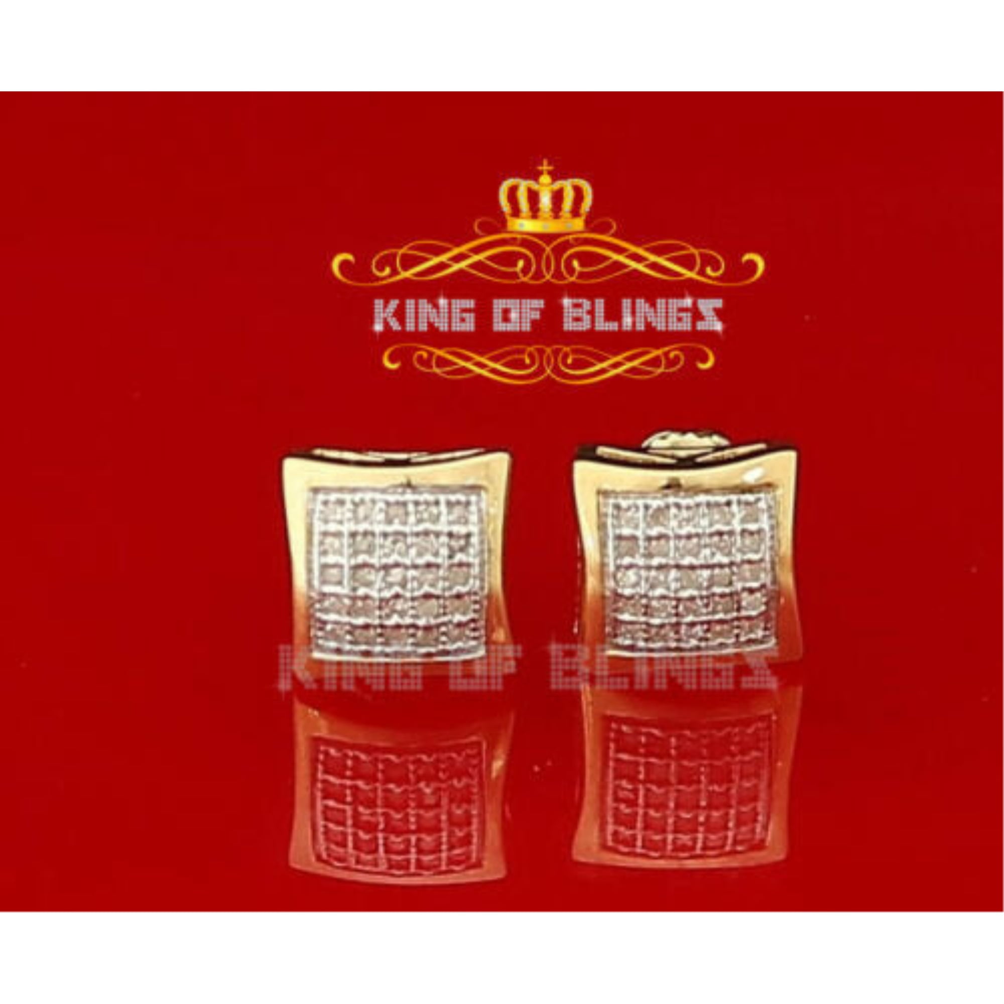 King of Bling's 925 Sterling Silver 0.15ct Real Diamond Women's & Men's Yellow Kite Stud Earring