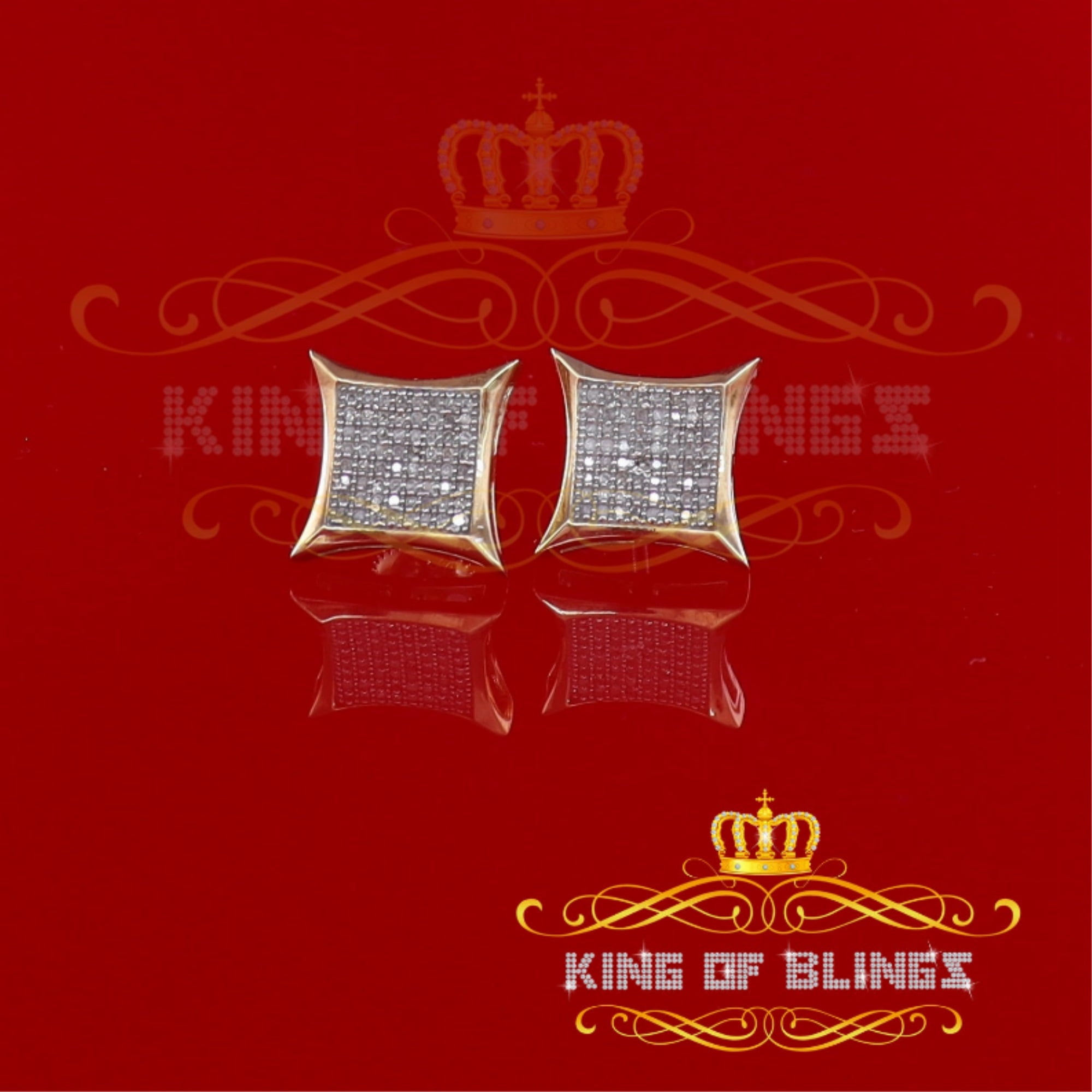 King of Bling's 925 Sterling Silver 0.33ct Diamond For Women's/Men's Yellow Kite Stud Earrings