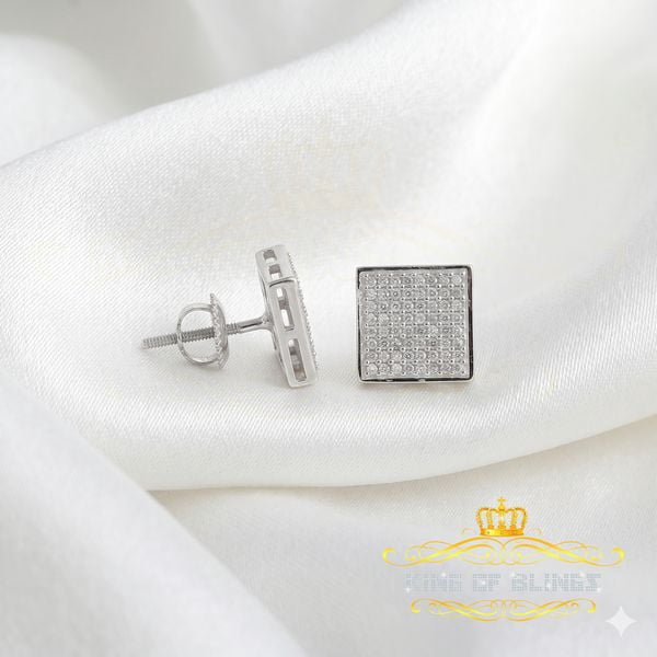 King of Bling's 925 Sterling Silver 0.33ct Diamond Real For Women's & Men's White Stud Earrings