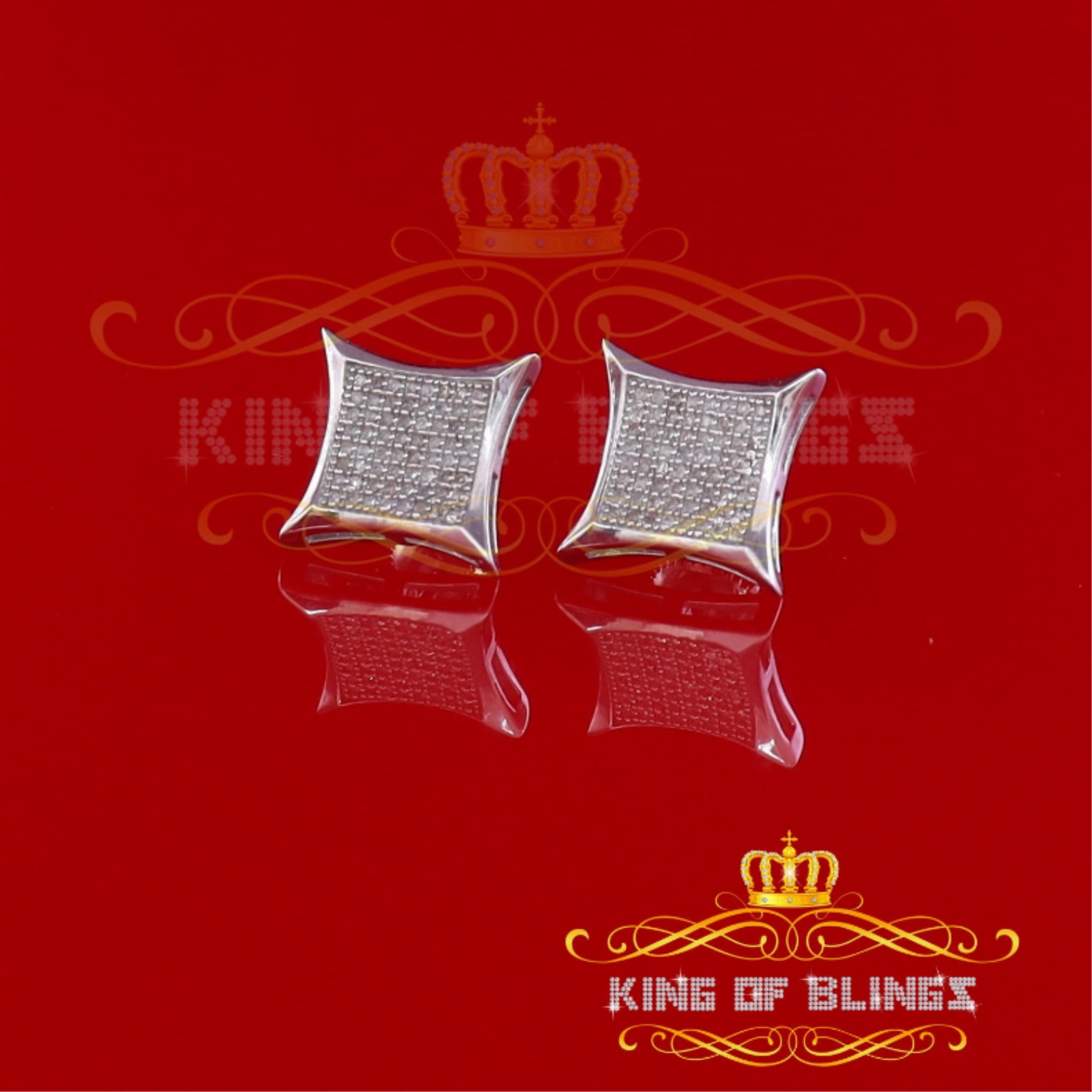 King of Bling's 925 Sterling Silver 0.33ct Diamond Stud For Women's/Men's White Kite Earrings