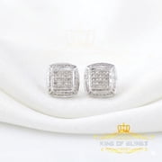 King of Blings 925 Sterling Silver Hip Hop Mens & Womens 0.15ct Real Diamonds White Earrings