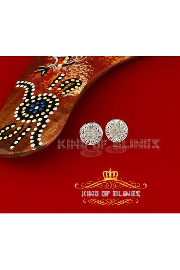 King of Bling's 925 Sterling Silver White Hip Hop 0.33ct Diamond Men's/ Women's Stud Earrings