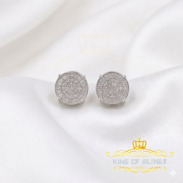 King of Bling's 925 Sterling Silver White Hip Hop 0.40ct Diamond Men's/ Women's Stud Earrings