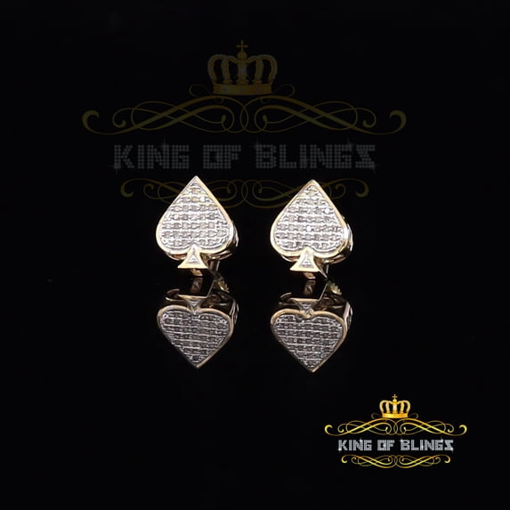 King of Bling's 925 Sterling Silver Yellow 0.15ct Real Diamond For Women's / Men's Heart Earring