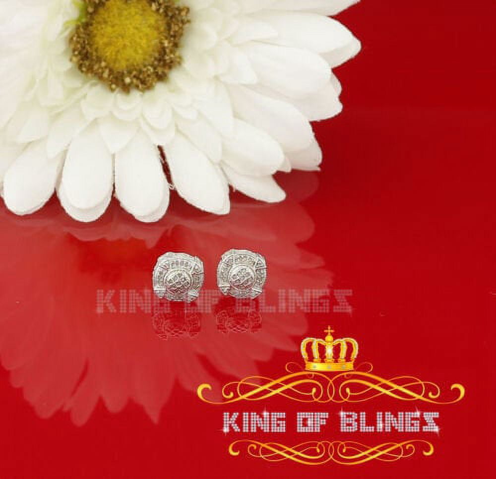 King of Bling's 925 Sterling White Silver 0.25ct Diamond For Women's/ Men's Circle Stud Earrings