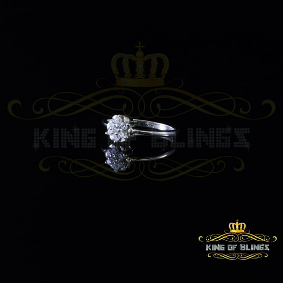 King of Bling's 925 Sterling White Silver 0.50ct Cubic Zirconia Flower Fashion Women's Ring SZ 6