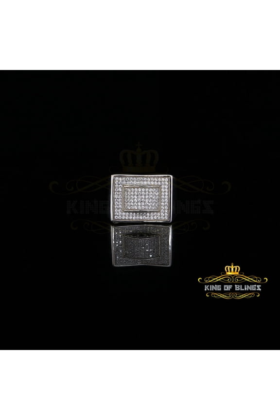 King of Bling's 925 Sterling White Silver 1.50ct Cubic Zirconia Square Men's For Him Ring Size 9