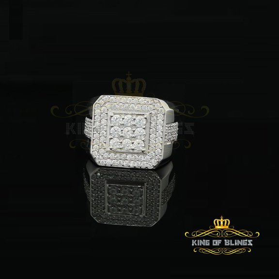 King of Bling's 925 Sterling White Silver 3.50ct Cubic Zirconia Men's Ring Size 9