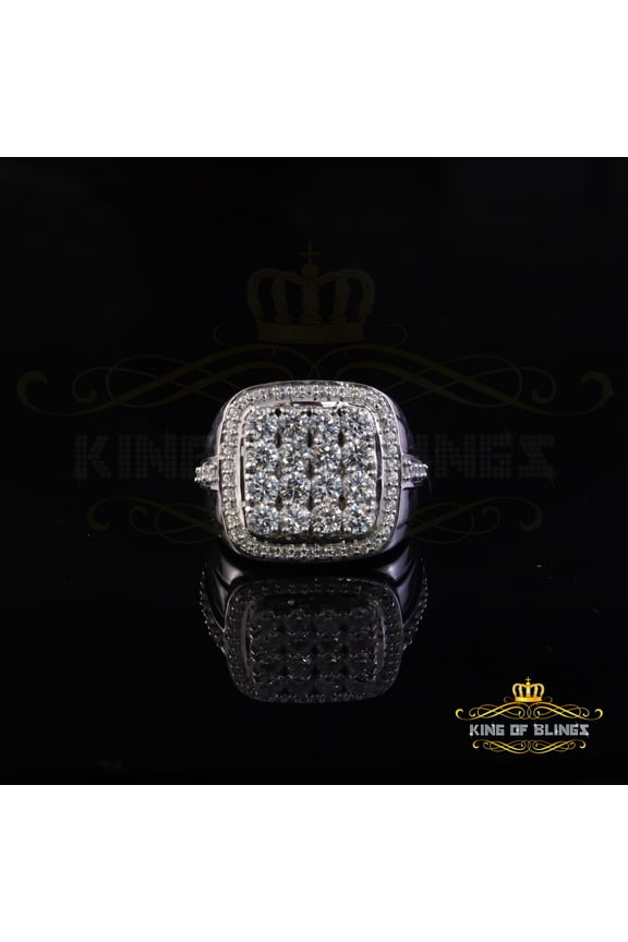 King of Bling's 925 Sterling White Silver 6.08ct Cubic Zirconia Square Men's Ring Big Size 10
