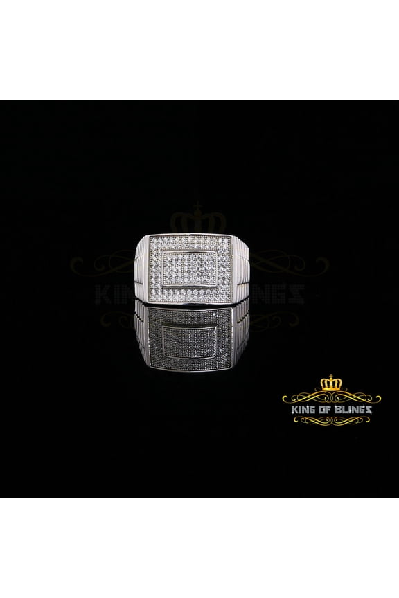 King of Bling's 925 Sterling White Silver Square 1.20ct Cubic Zirconia Men's Ring Big Size10