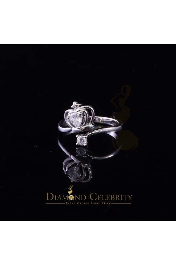 King of Bling's 925 White Silver Heart-Shaped 1.00ct Cubic Zirconia Heart Womens Ring Size 6.5