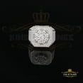thumbnail image 1 of King of Bling's 925 White Square Sterling Silver Cubic Zirconia 8.50ct Men's Ring Size 9, 1 of 9