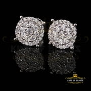 King of Blings 925 White Sterling Silver 0.86ct Cubic Zirconia Round Womens Hip Hop Earrings