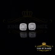 King of Blings 925 White Sterling Silver 1.50ct Cubic Zirconia Womens Hip Hop Square Earrings